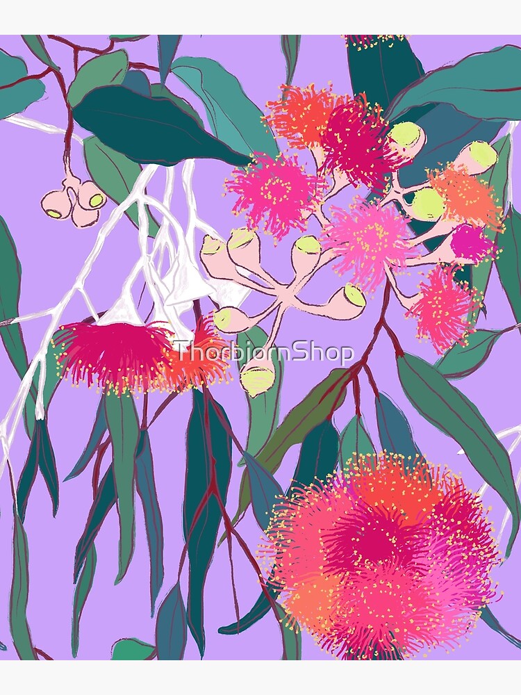 Australian Gumnut Eucalyptus Floral in Lilac Orchid by ThorbjornShop