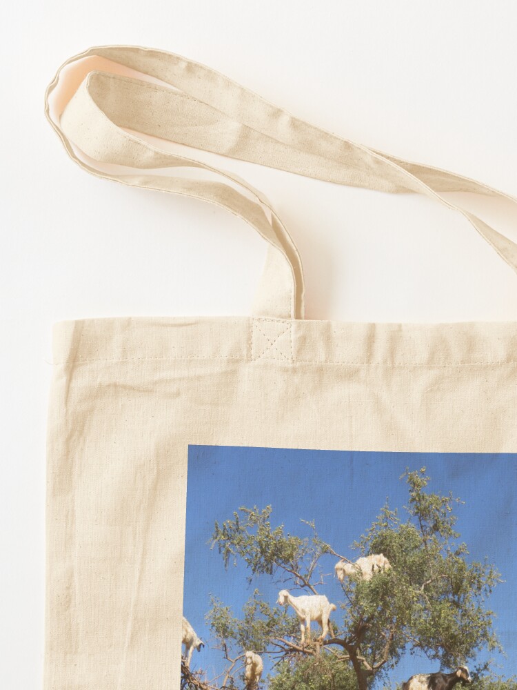Alternate view of goats in trees Tote Bag