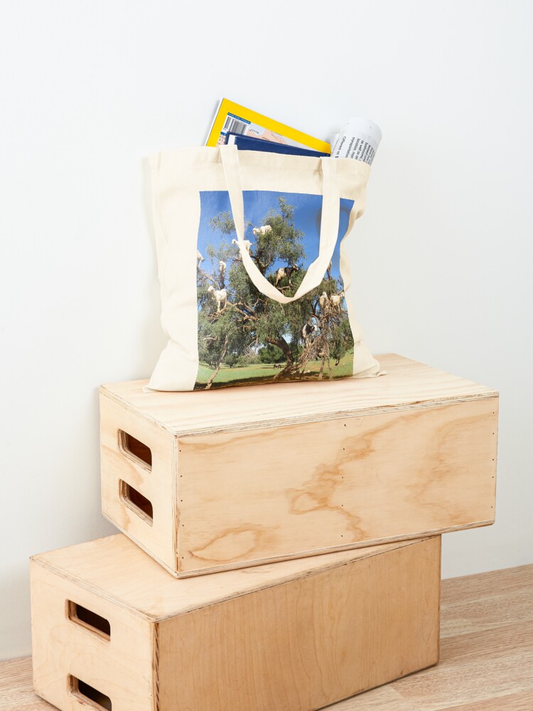 Alternate view of goats in trees Tote Bag