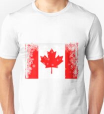 Canadian flag with snowflakes gruge Unisex T-Shirt