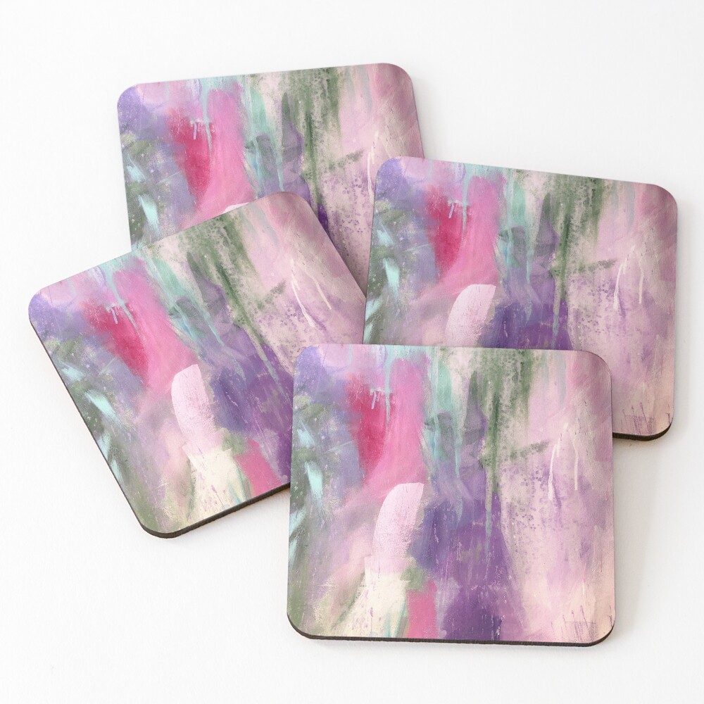 "Kaleidoscope" pastel abstract painting by Sandra Vincent Coasters (Set of 4)