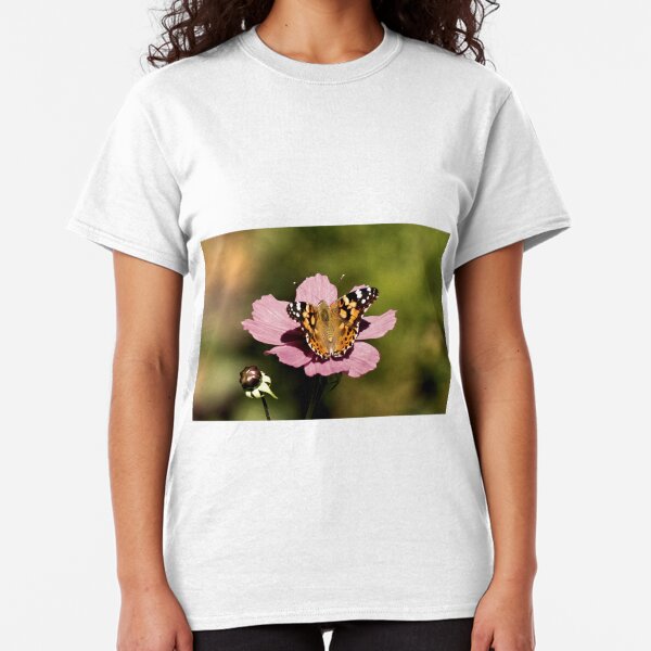 Butterfly on Pink Cosmos Classic T-Shirt