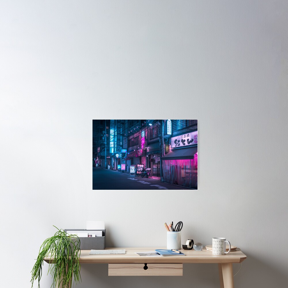 Neon and Brick wall Poster
