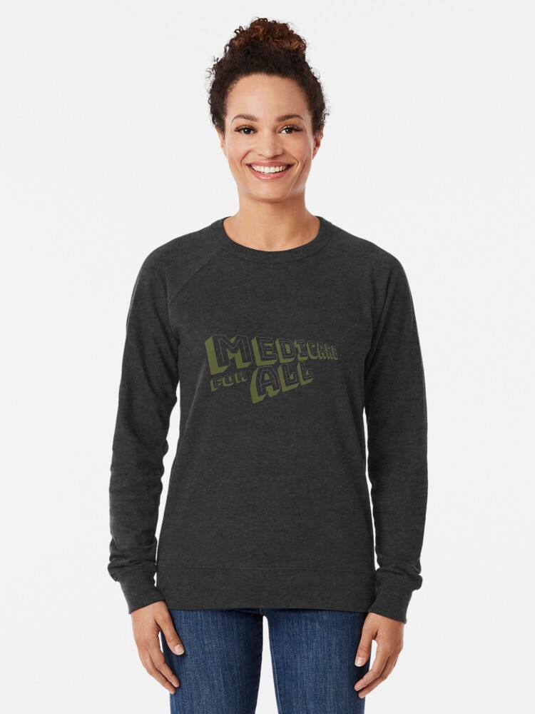 Alternate view of Medicare for All - Yellow Bungee Text Lightweight Sweatshirt