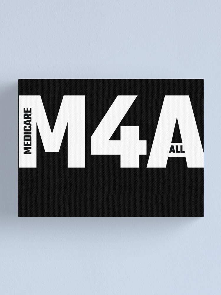 Alternate view of M4A (Medicare for All) White Acronym with Black Text Canvas Print