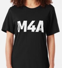 M4A (Medicare for All) White Acronym with Black Text Slim Fit T-Shirt