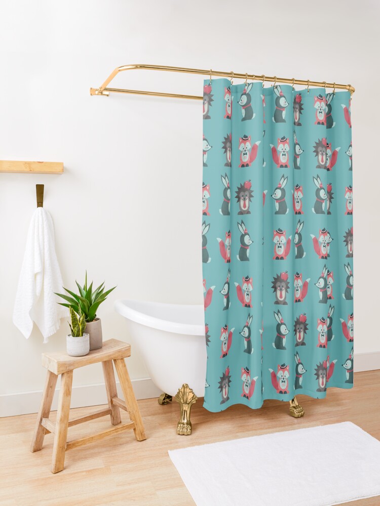 Alternate view of Dark Dreams - Children's Bunker Wallpaper Shower Curtain