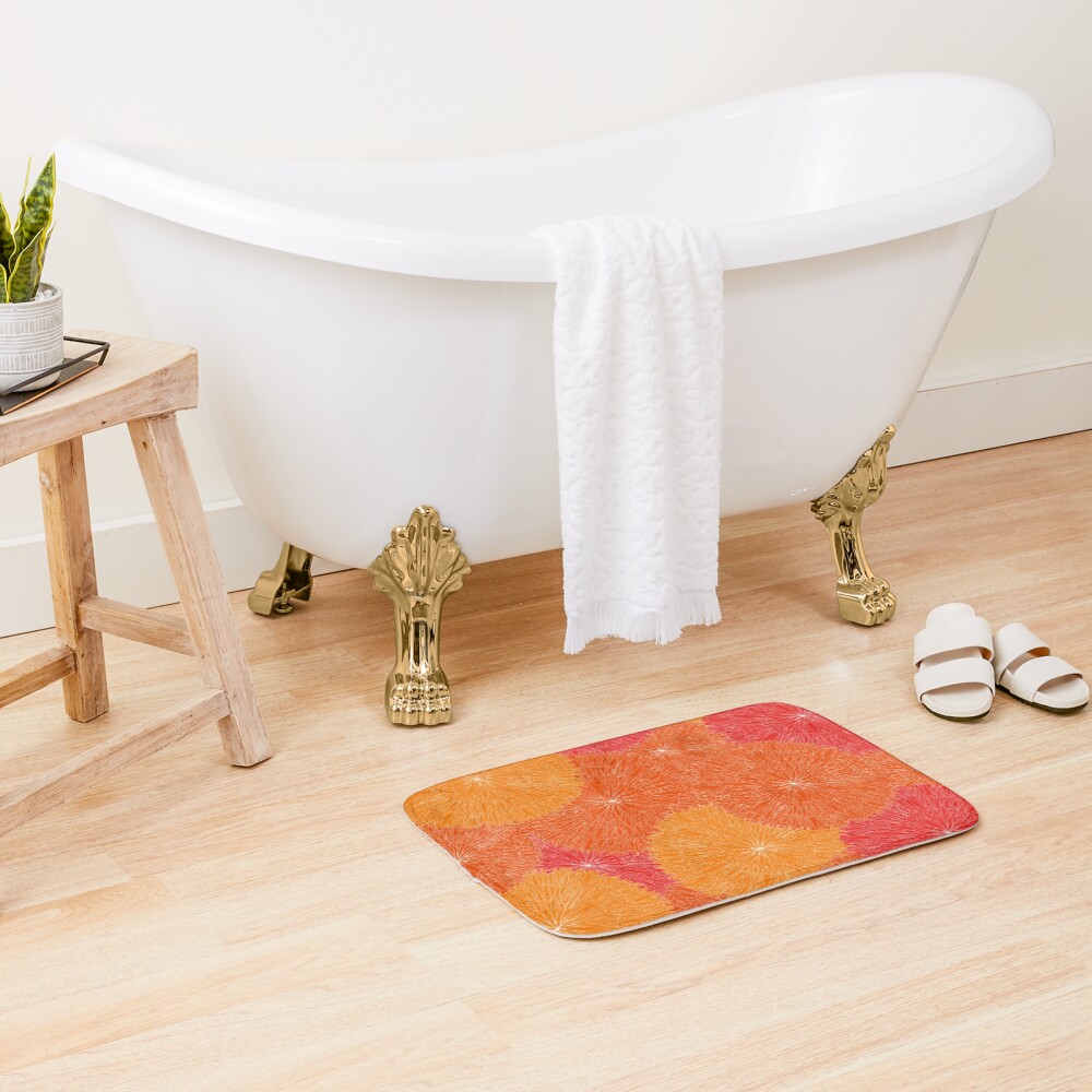 "DahliasOrange" Bath Mat by andyfuentes Redbubble
