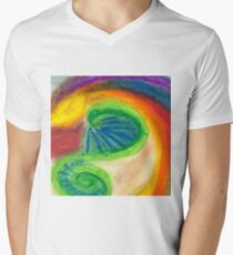 Roads of Life - Oil Pastel on Watercolor Paper V-Neck T-Shirt