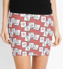 Mah Jong cubes on red background Mini Skirt