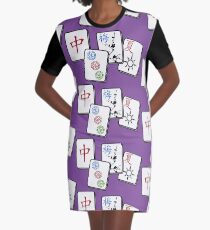 Mah Jong cubes game on purple background Graphic T-Shirt Dress