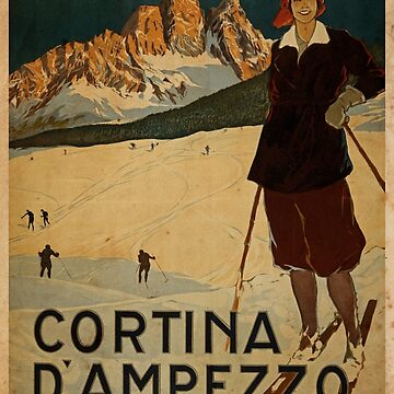 Cortina d'Ampezzo Vintage Italian Travel Poster Poster for Sale by  knightsydesign