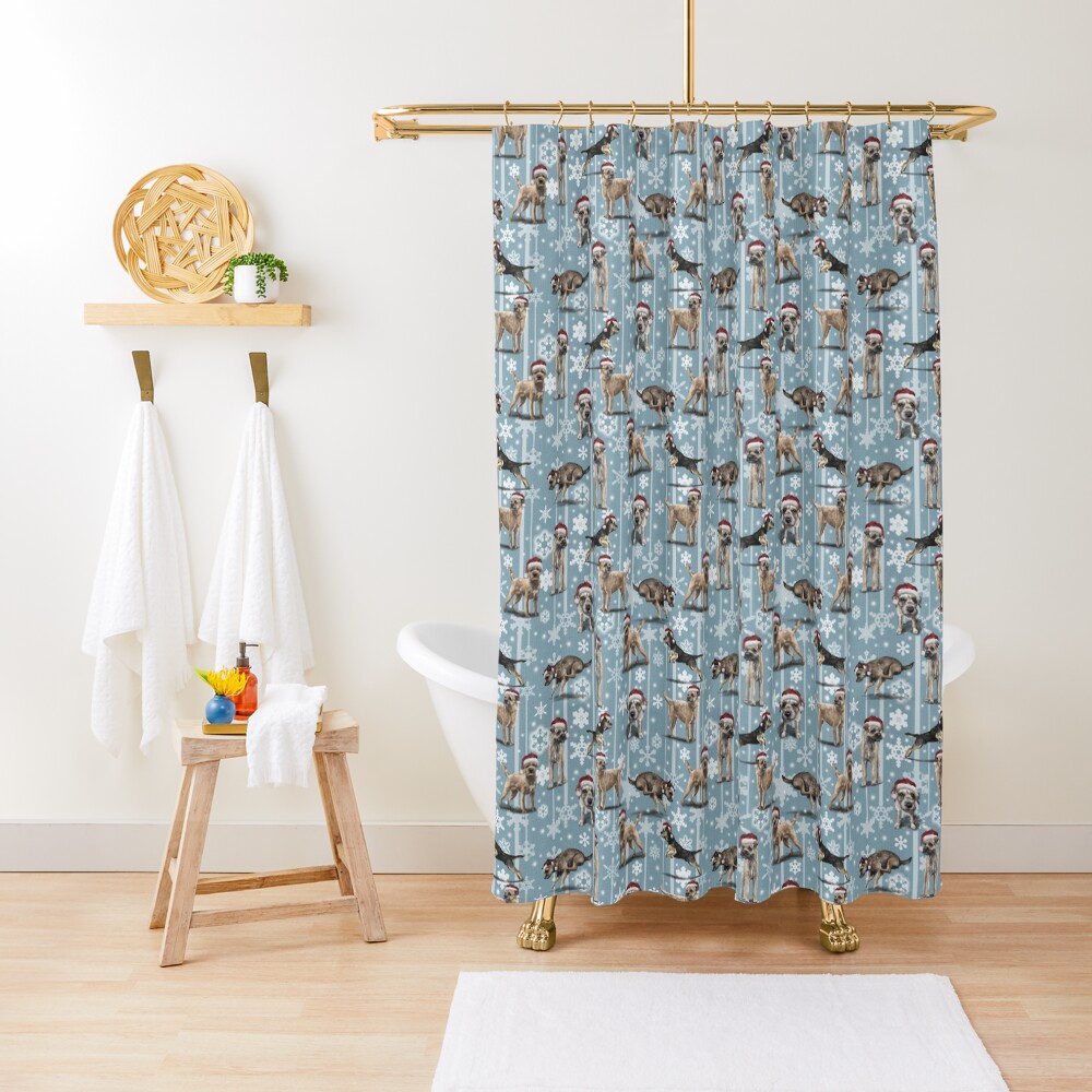 The Christmas Border Terrier Shower Curtain