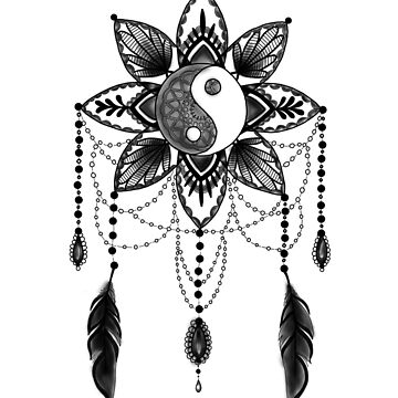 black and white mandala sun catcher sticker – Auras by Nelina LLC