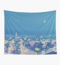 Sailor Moon Background City at Night Wall Tapestry