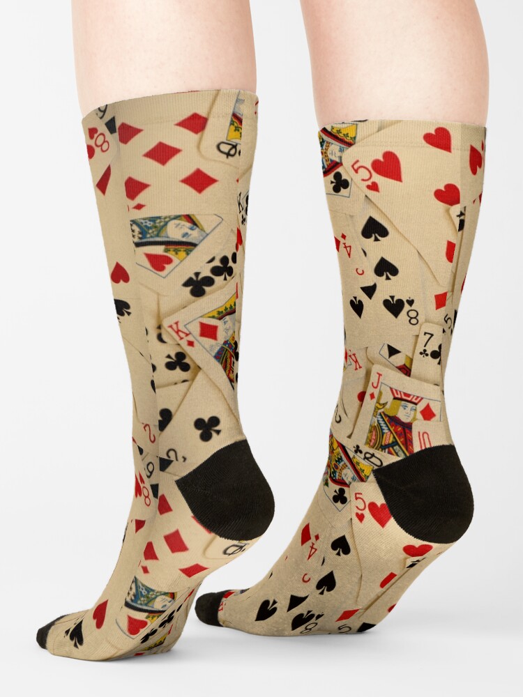 Alternate view of Scattered Pack of Playing Cards Hearts Clubs Diamonds Spades Pattern Socks