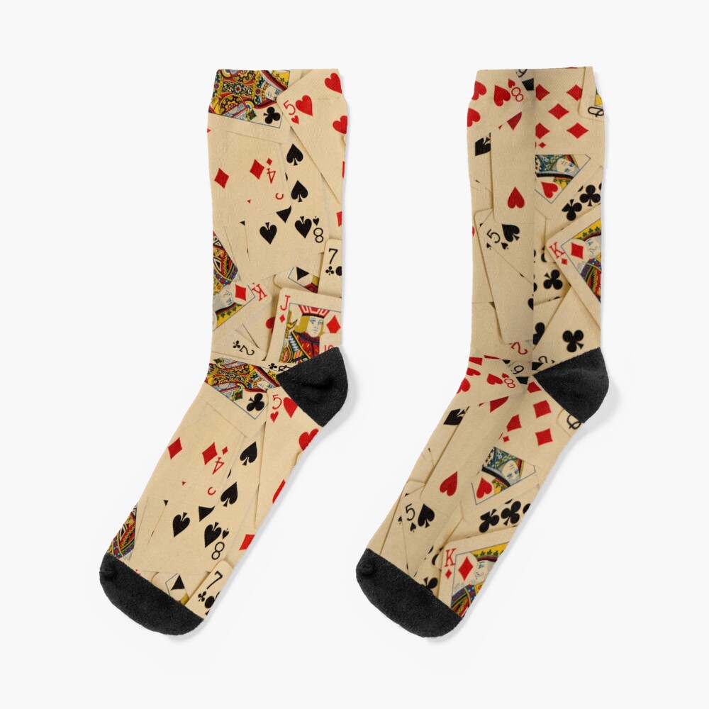 Scattered Pack of Playing Cards Hearts Clubs Diamonds Spades Pattern Socks