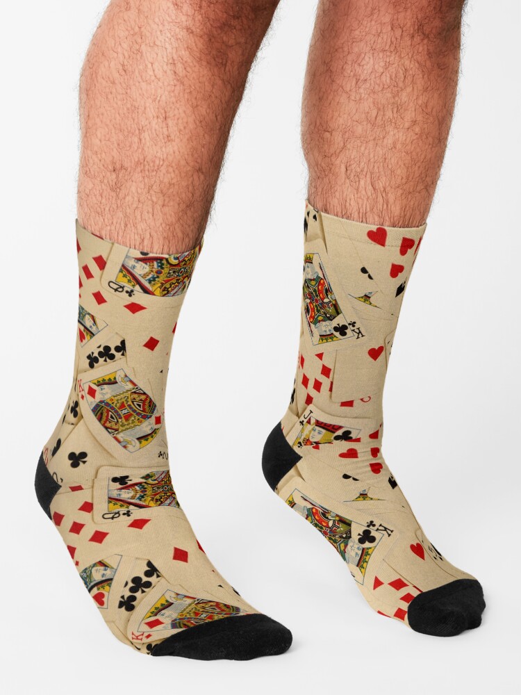 Alternate view of Scattered Pack of Playing Cards Hearts Clubs Diamonds Spades Pattern Socks