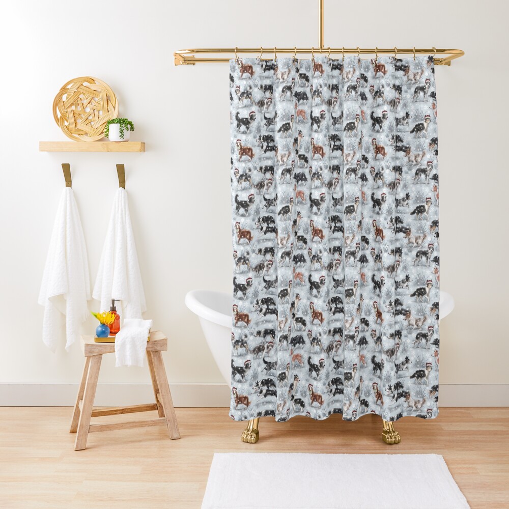 The Christmas Border Collie Shower Curtain