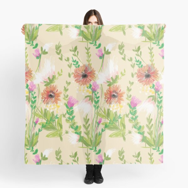 Peach Floral Meadow Scarf