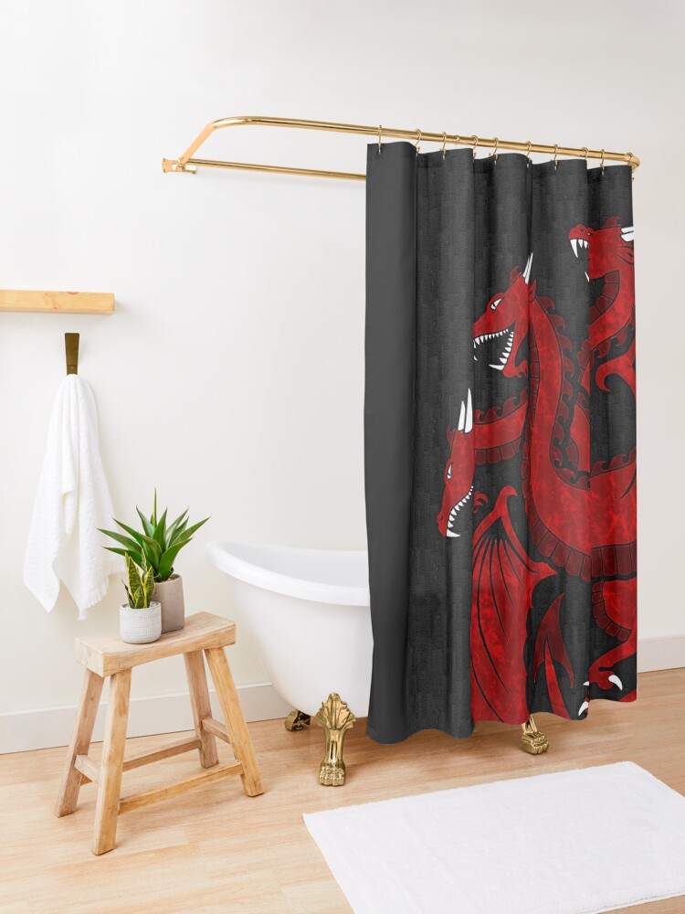 Alternate view of Red Dragon Shower Curtain