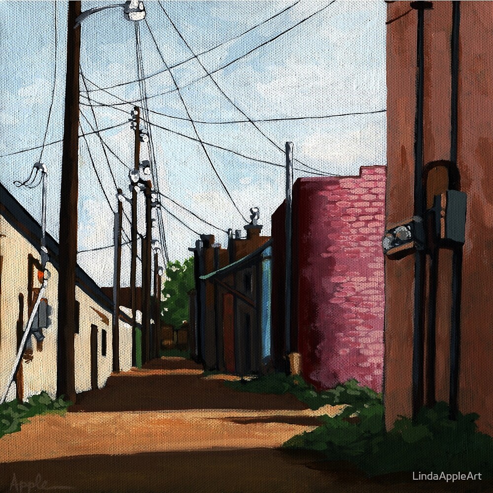 "Back Alley city street alleyway urban art painting" by LindaAppleArt
