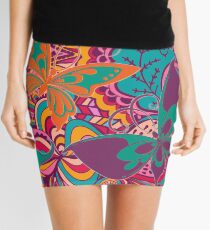 The Angels Sing with Butterflies in a Cloud of Paisley Flowers Mini Skirt