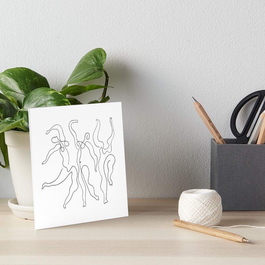 Picasso Line Art - Dancers Art Board Print