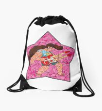 Stained Glass Steg on Pink Drawstring Bag