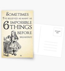 Alice in Wonderland Quote - Six Impossible Things - Lewis Carroll - 0111 Postcards