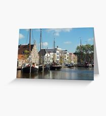 Boats on canal in Leiden, The Netherlands Greeting Card