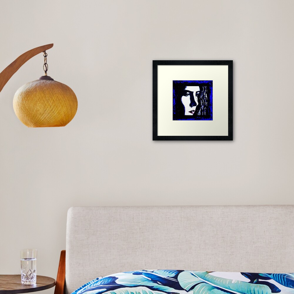 Serious Blue Framed Art Print