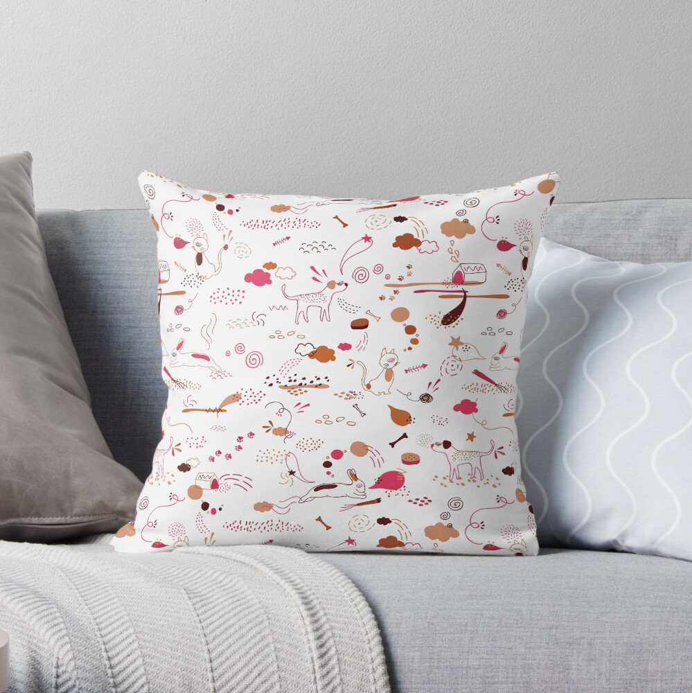 Animal Pattern Series – Domestic Pets Throw Pillow