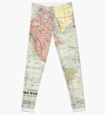 Vintage Old Historical World Map Leggings
