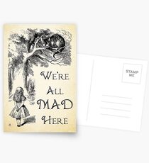 Alice im Wunderland-Zitat - wir sind alle hier verrückt - Cheshire Cat Quote - 0104 Postkarten