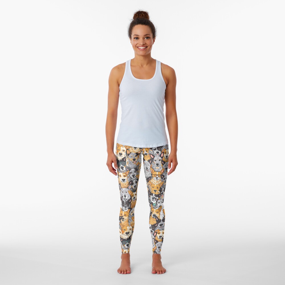 Cattle Dog Mixed Expressions, by Artwork by AK Leggings