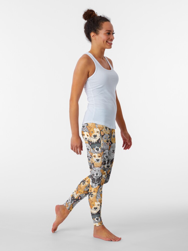 Alternate view of Cattle Dog Mixed Expressions, by Artwork by AK Leggings