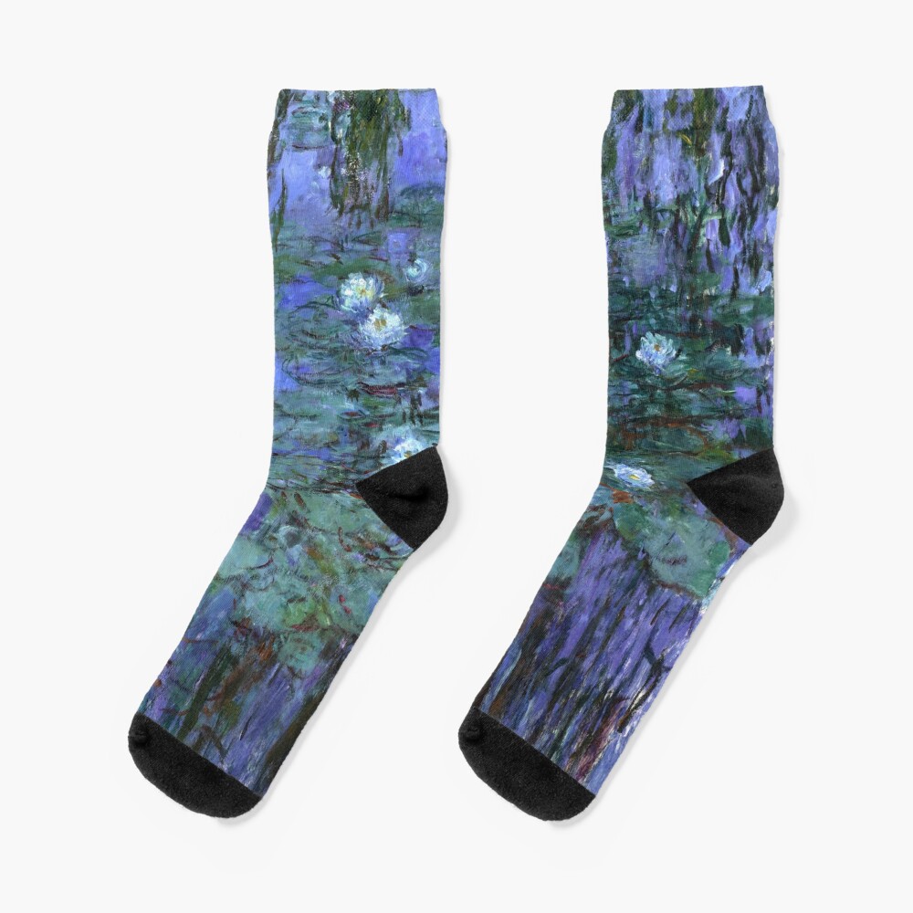 Blue Water Lilies, Claude Monet Socks