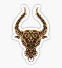 Rustic Taurus Zodiac Sign on Black Sticker