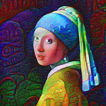 Artwork thumbnail, DeepDreamed "Girl with a Pearl Earring" by blackhalt