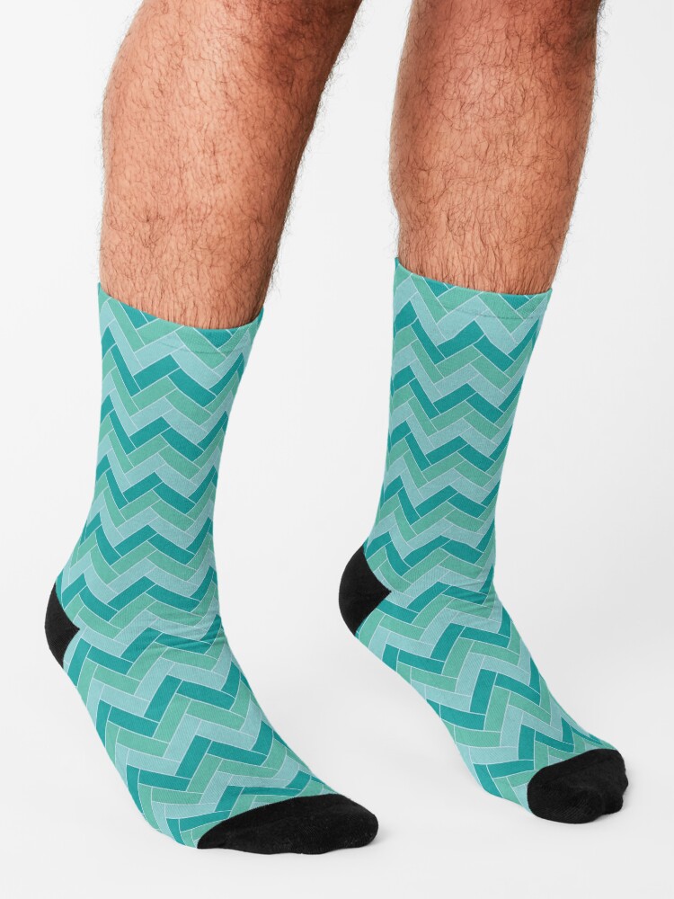 Alternate view of Geometric Pattern: Herringbone: Moss Socks