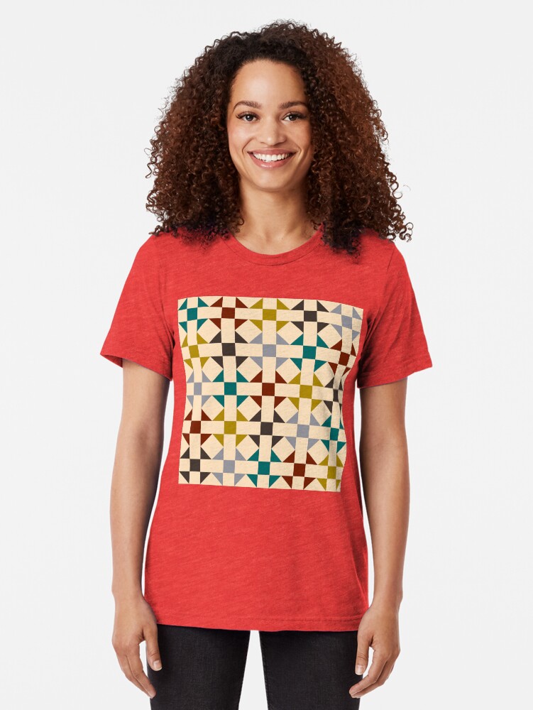 Alternate view of Geometric Pattern: Quilt: Autumn Tri-blend T-Shirt