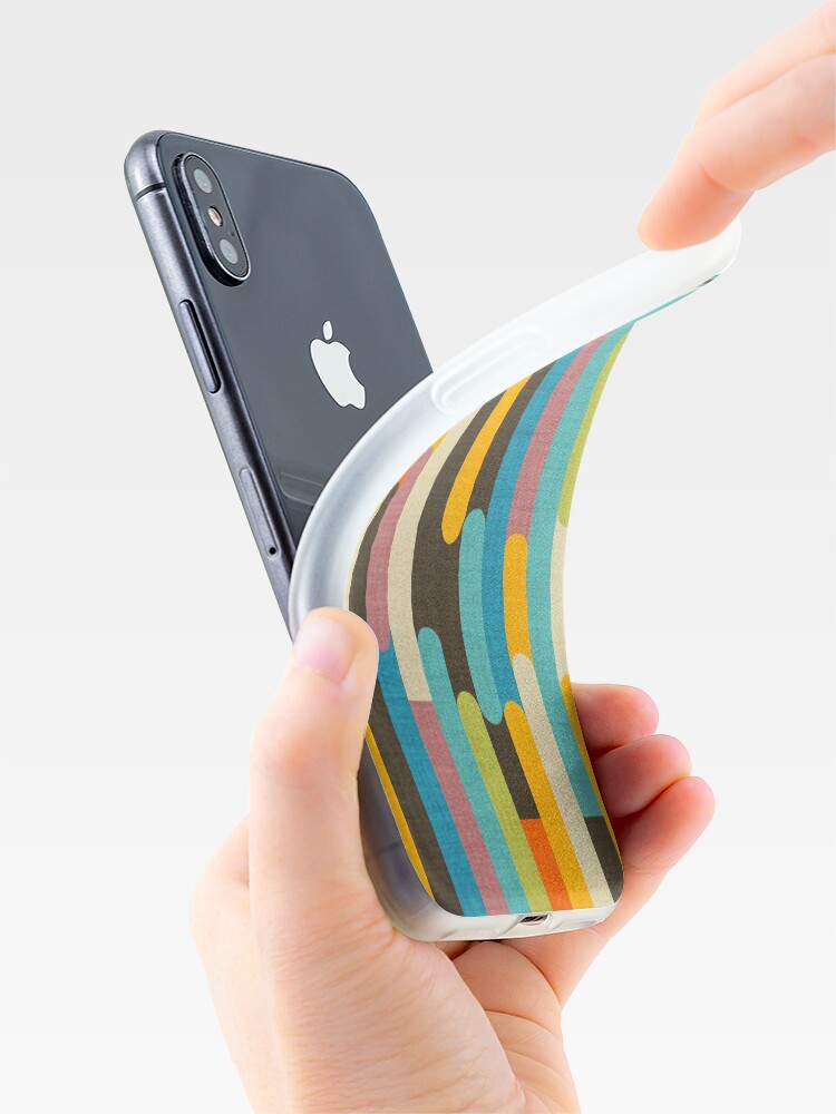 Alternate view of Retro Color Block Popsicle Sticks Blue iPhone Case & Cover
