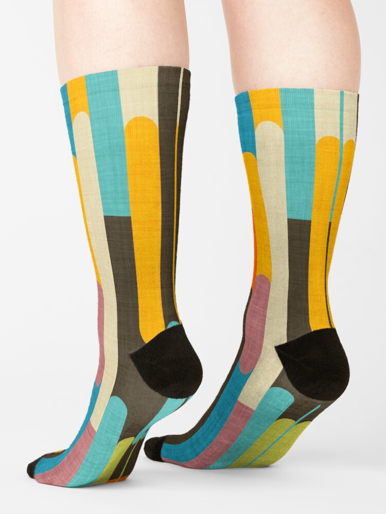 Alternate view of Retro Color Block Popsicle Sticks Blue Socks
