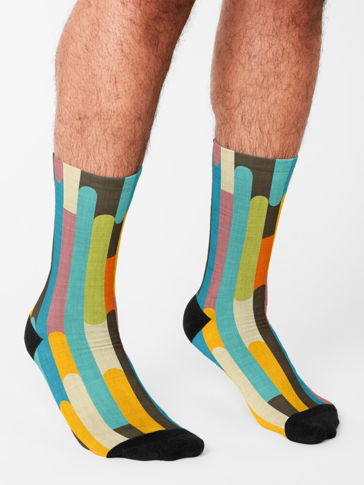 Alternate view of Retro Color Block Popsicle Sticks Blue Socks