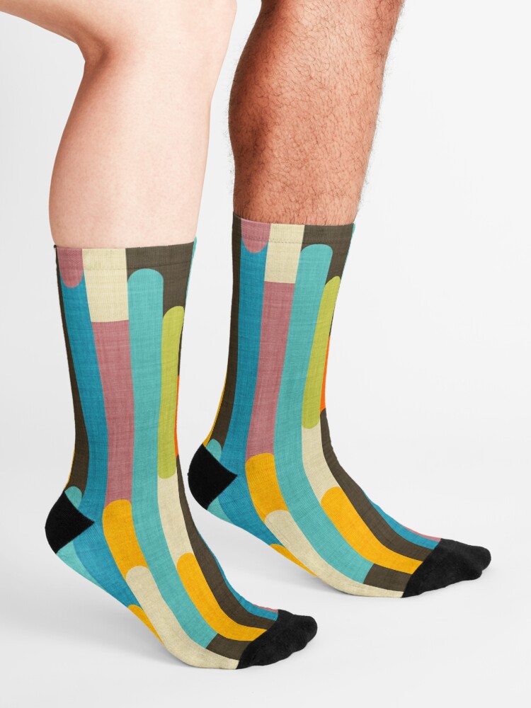 Alternate view of Retro Color Block Popsicle Sticks Blue Socks