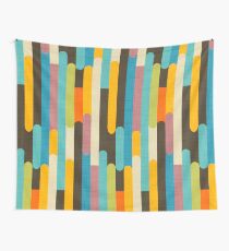 Retro Color Block Popsicle Sticks Blue Wall Tapestry