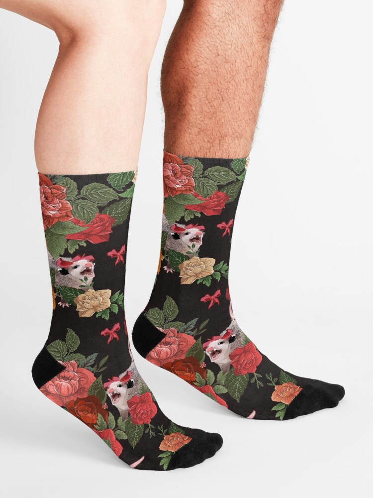 Alternate view of Opossum floral pattern Socks