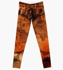 Grunge Vintage Old World Map Leggings
