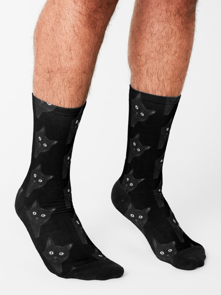 Alternate view of Black cat on black Socks